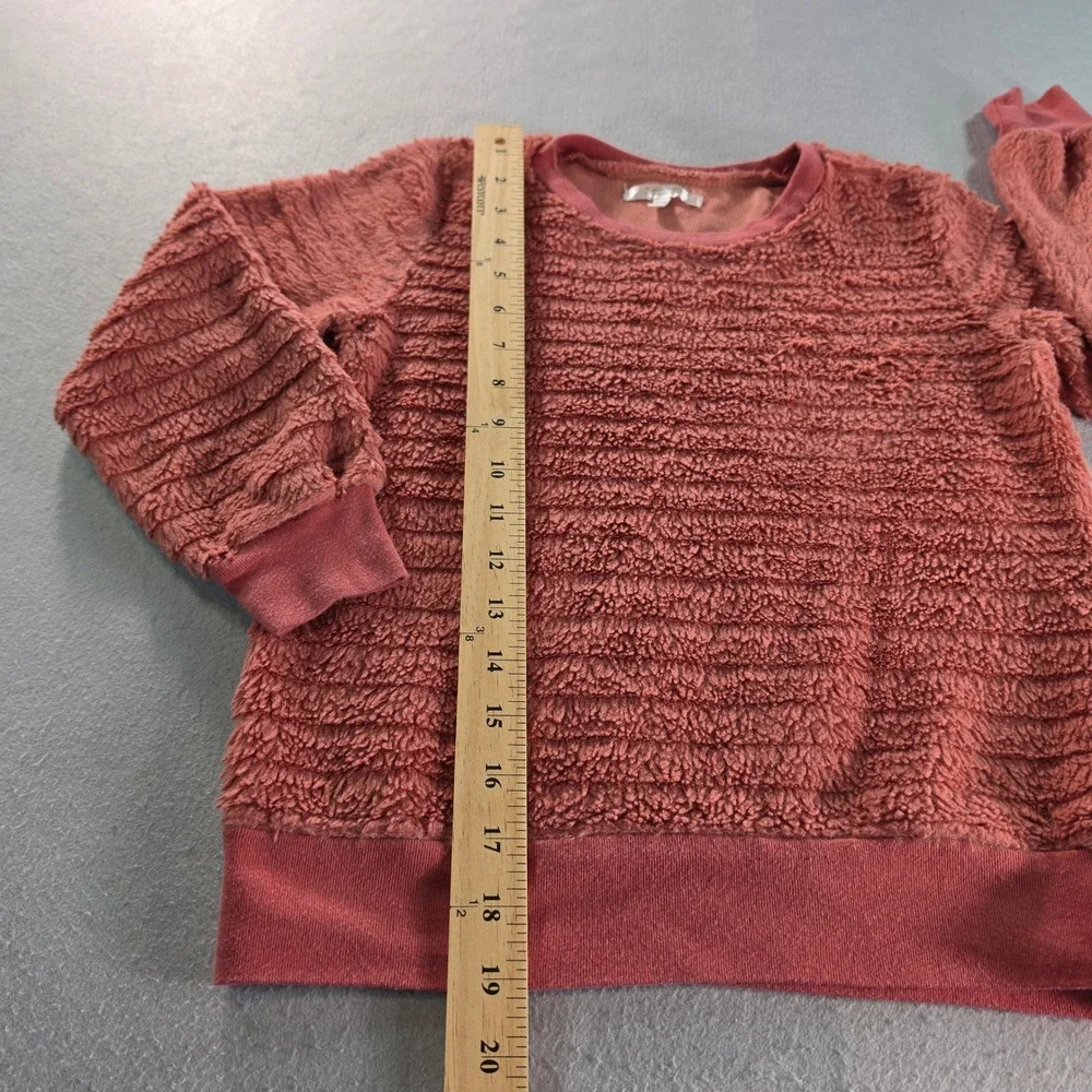 Tahari Girl Pink Faux Fur Textured Sweatshirt Pullover Size 8 Clay Terracotta
